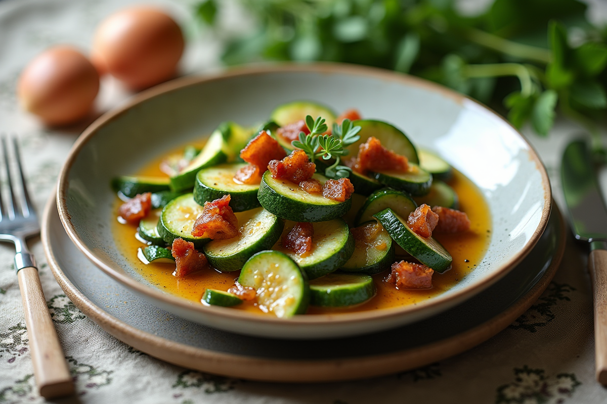 courgettes lardons